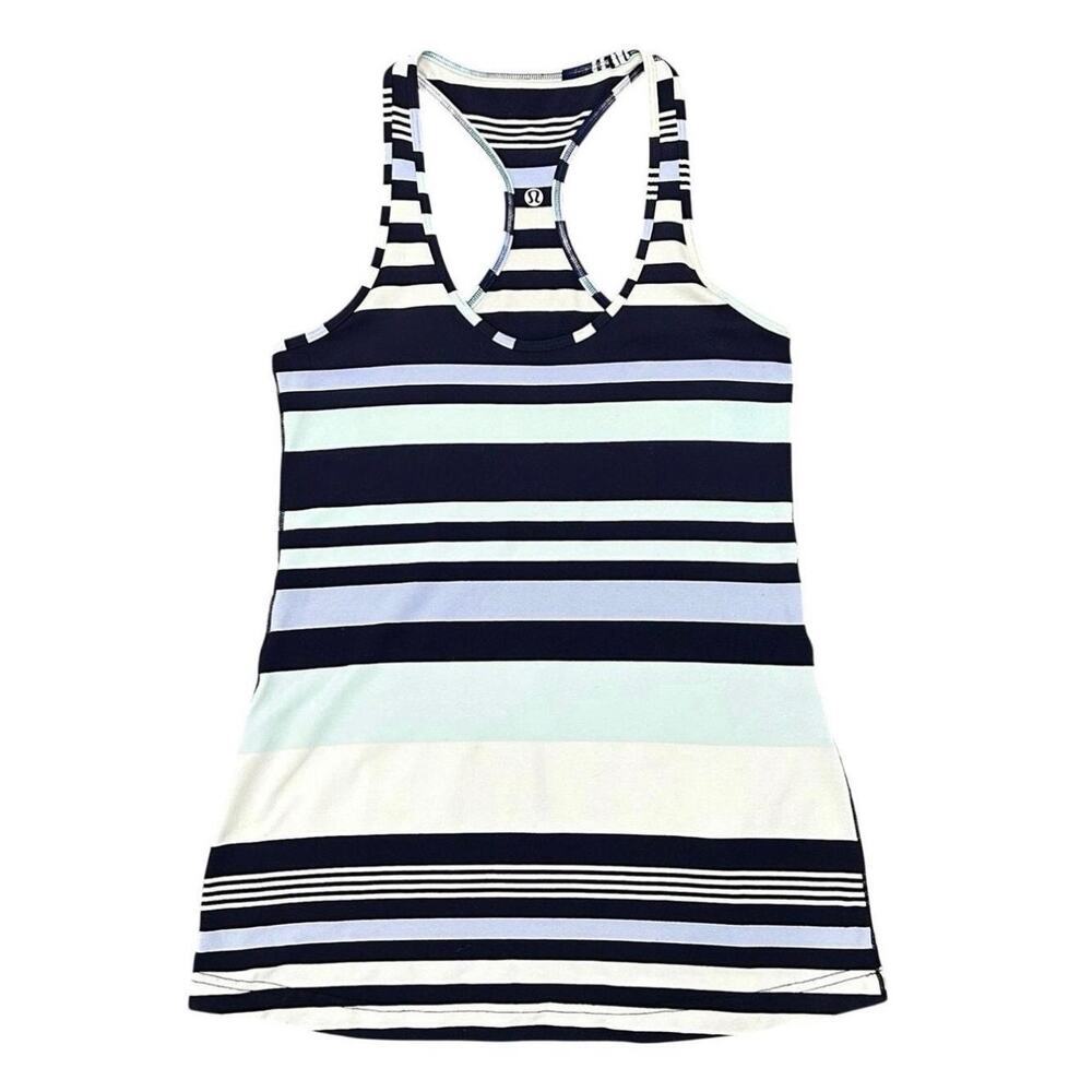 Lululemon Size 4 Bundle Lot 2 | Cool Racerback Tank & Sports Bra | Striped Navy